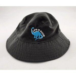 Life Is Good Infant Bucket Hat Light With Chin Strap Gray Embroidered Dinosaur‎